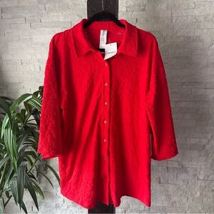 Forever 21 Red Heart Terrycloth Swim Cover Button Down Dress S New with Tags